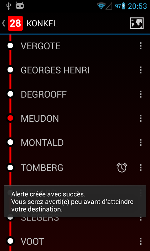 Activation de l'alerte de proximité